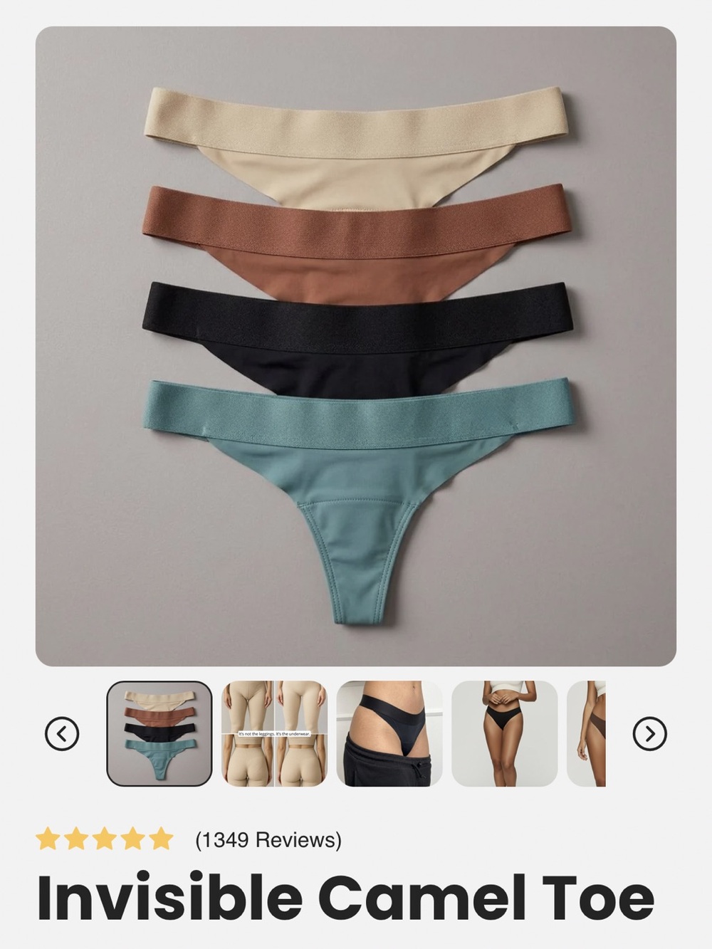 Never worn! Everyday Seamless Thong Set - Beige, Black, Teal- only 3 pairs